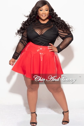Urban appeal Final Sale Plus Size Patent Leather Mini Skater Skirt in Red
