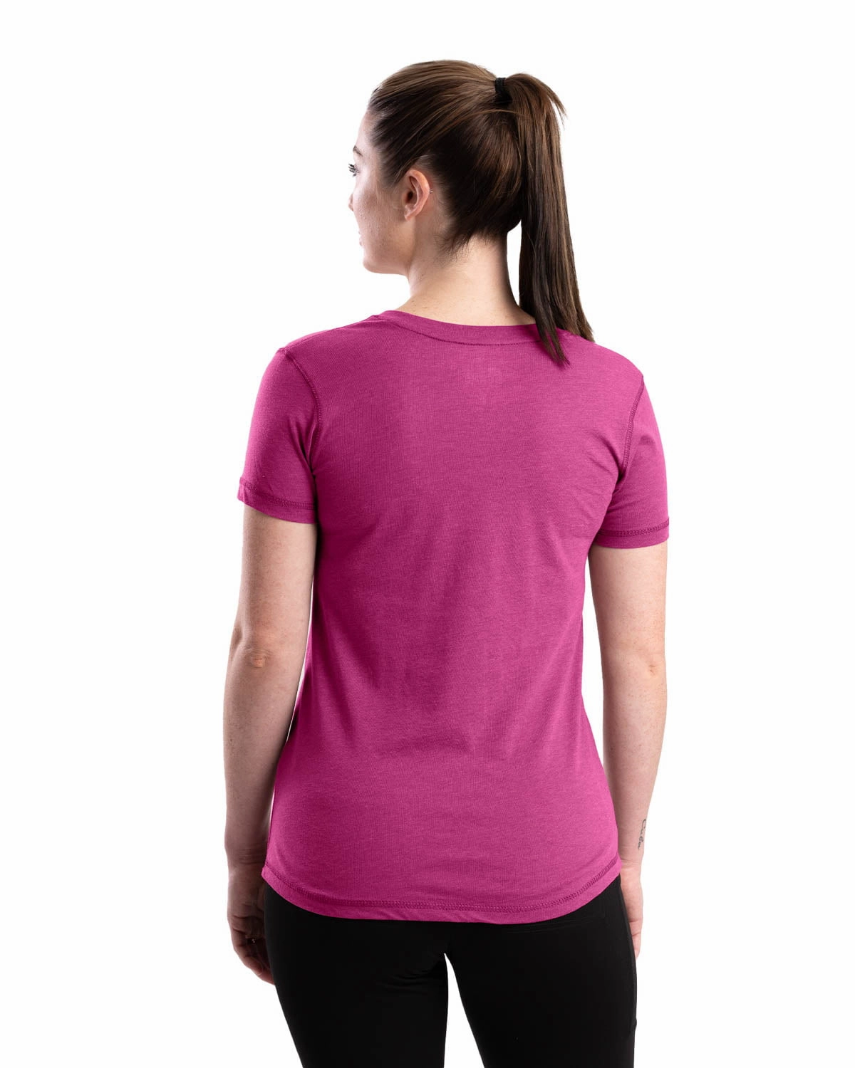 Berne Light Magenta Cotton Blend Womens Performance V-Neck Tee S/S Fashion Choice