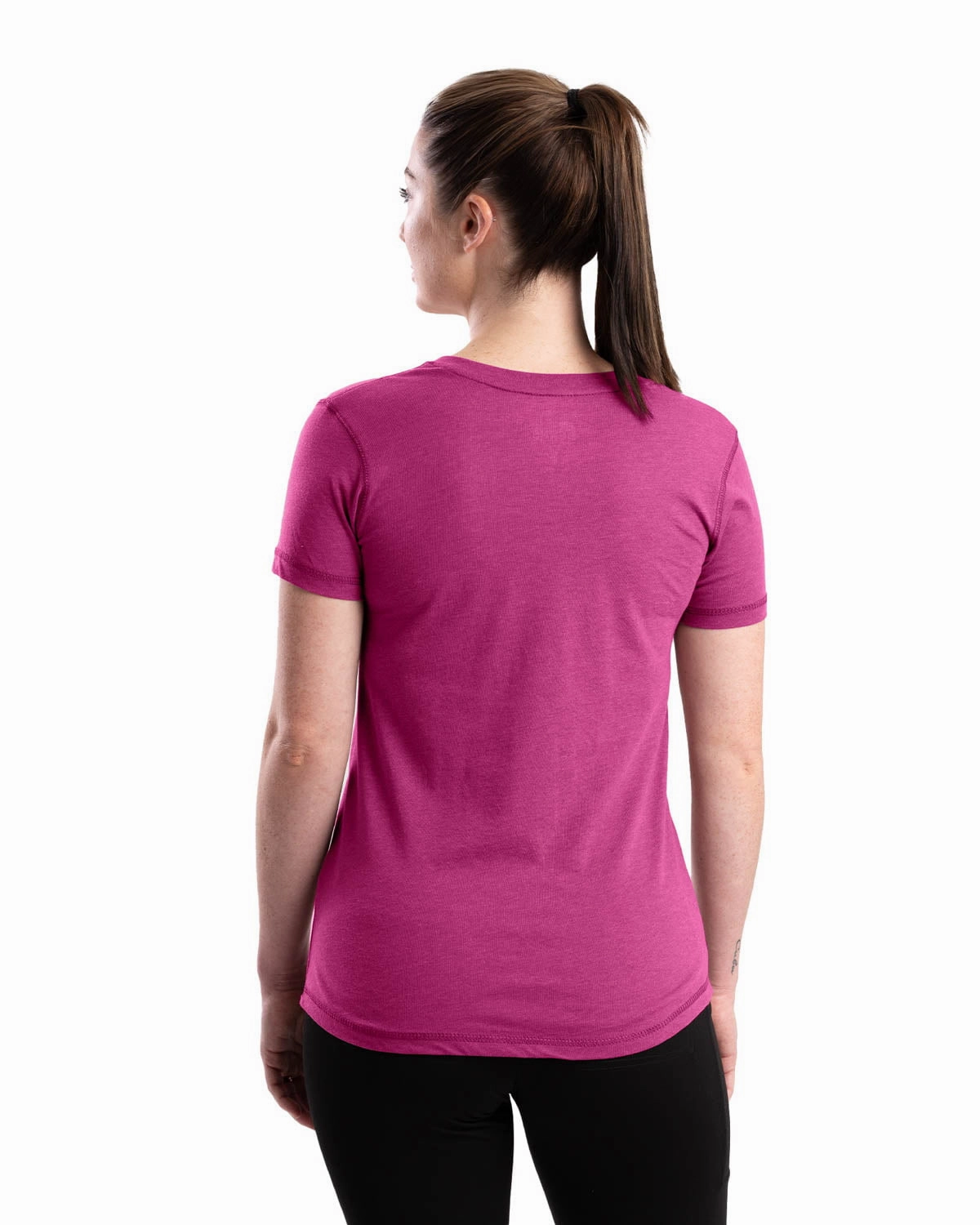 Berne Light Magenta Cotton Blend Womens Performance V-Neck Tee S/S Reinforced Seams Holiday Outfit
