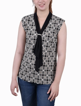 Quick-Dry Lightweight Fabric Petite Sleeveless Scarf Top