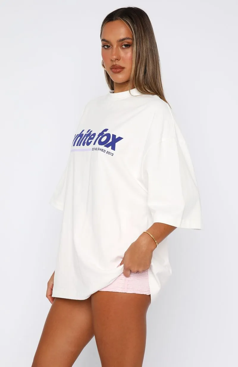Set The Bar High Oversized Tee White BondedShoulderTaping Shrinkage Prevention Treatment
