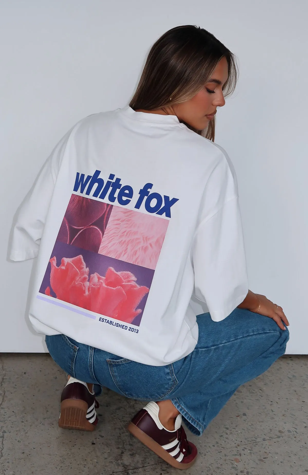 Set The Bar High Oversized Tee White StretchKnit Softened Edges