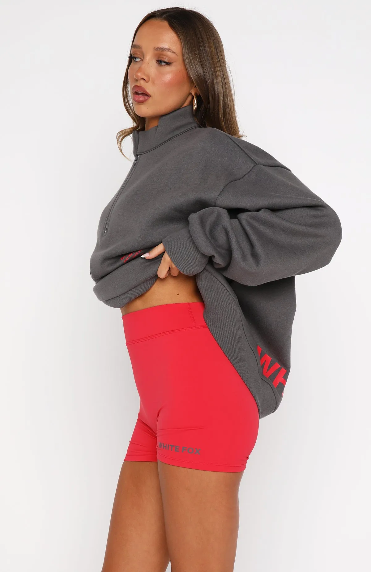 Microfiber Blend Fabric No Ride Up Technology Caught Up With You Bike Shorts Red