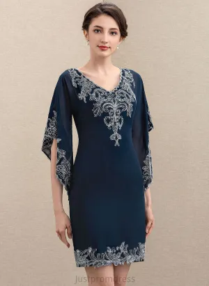 Bride Mother Sheath/Column Mother of the Bride Dresses Sequins Dress Knee-Length V-neck Lace With of the Megan Chiffon