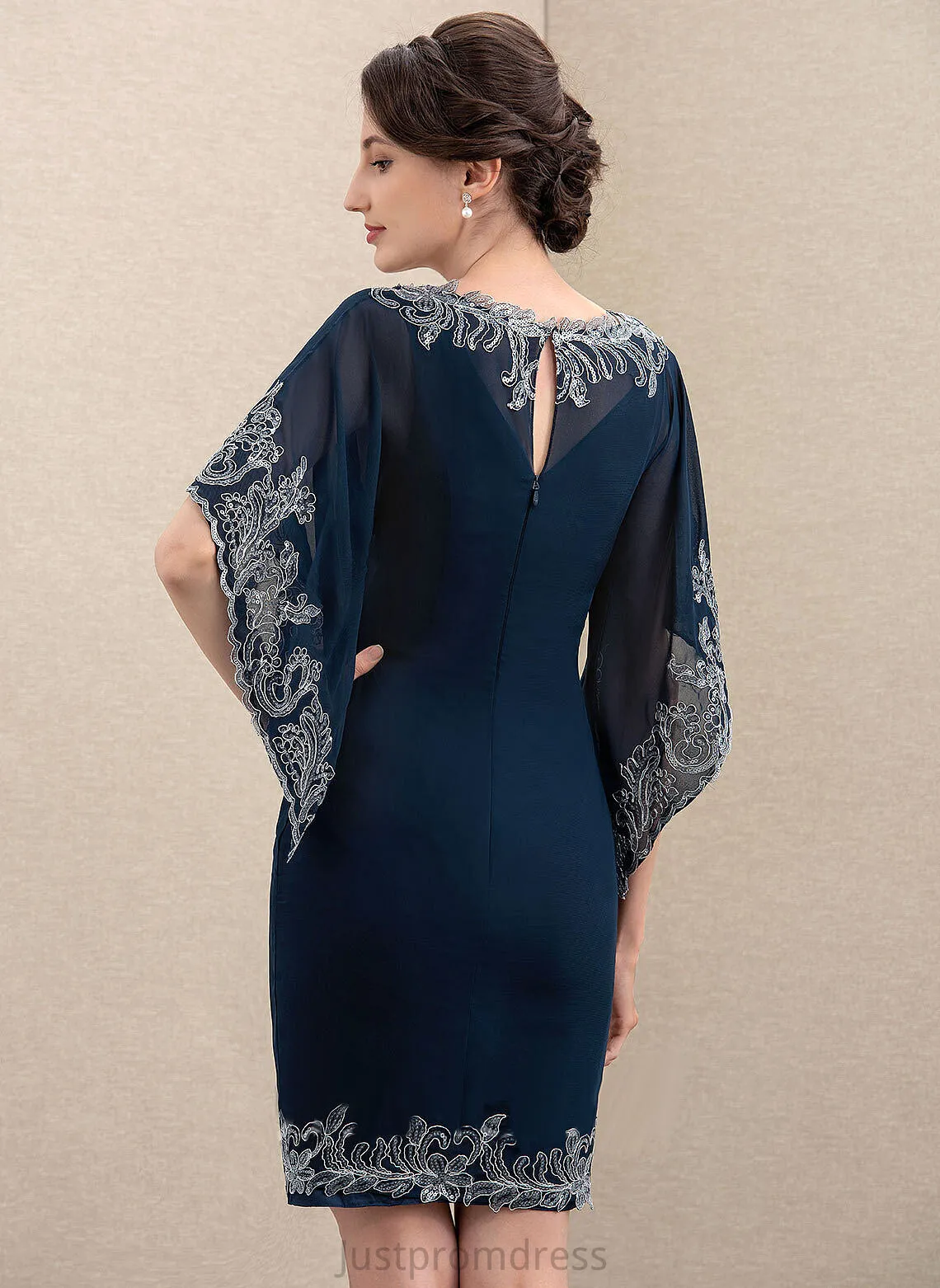 Bride Mother Sheath/Column Mother of the Bride Dresses Sequins Dress Knee-Length V-neck Lace With of the Megan Chiffon
