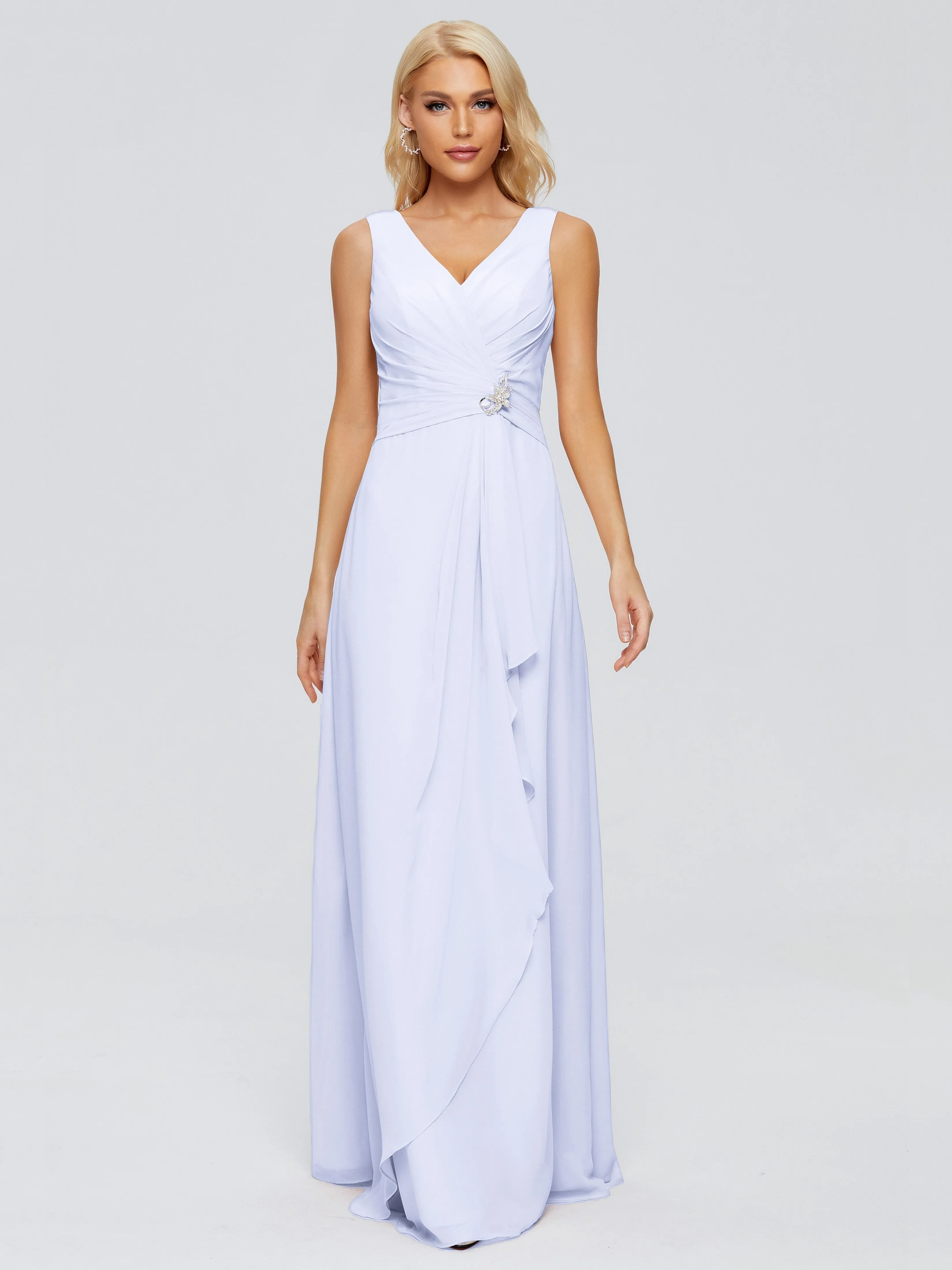 Bridesmaid Dresses Lavender Maria Modern Sheath V Neck Chiffon Bridesmaid Dresses
