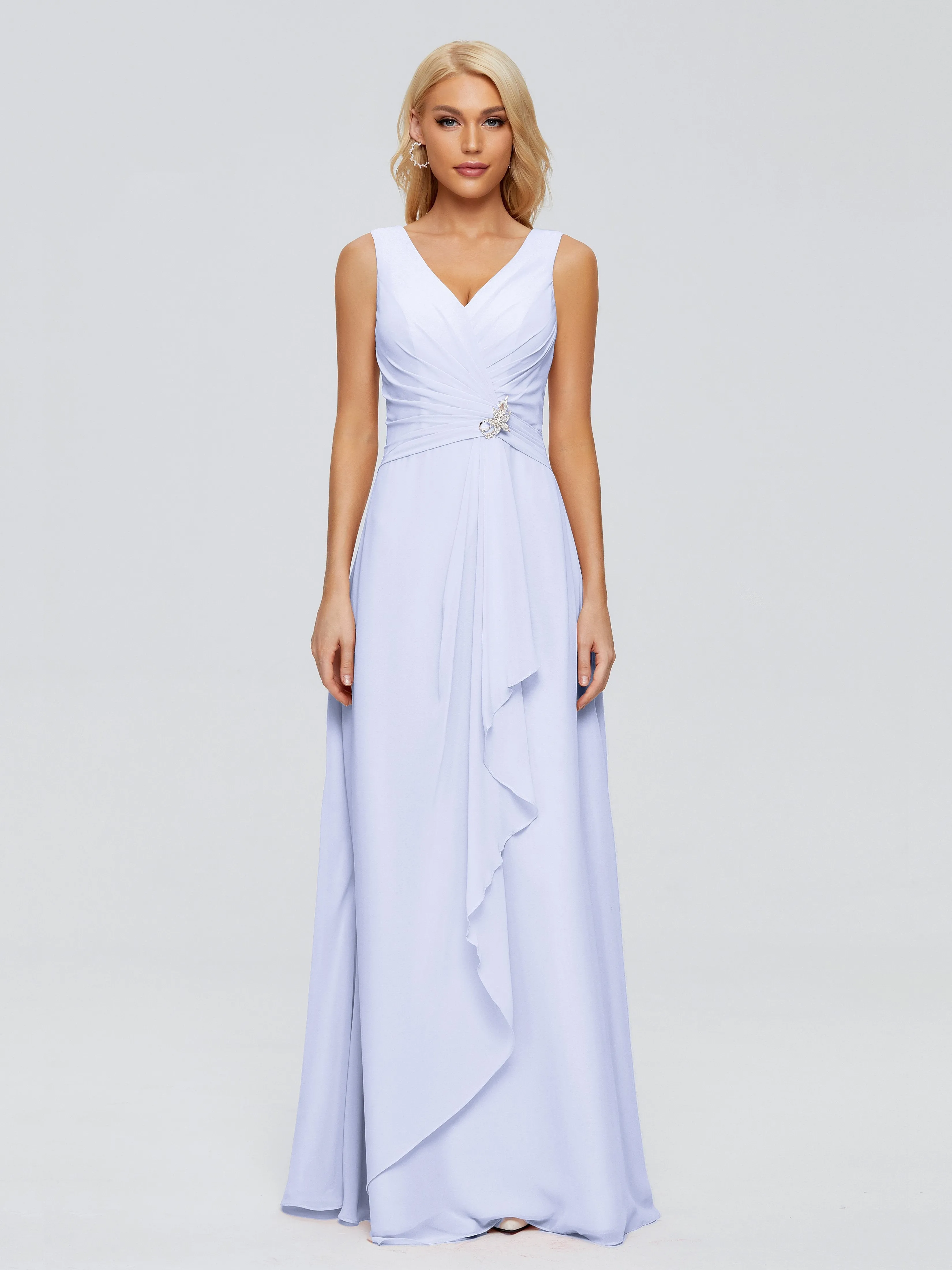 Bridesmaid Dresses Lavender Maria Modern Sheath V Neck Chiffon Bridesmaid Dresses