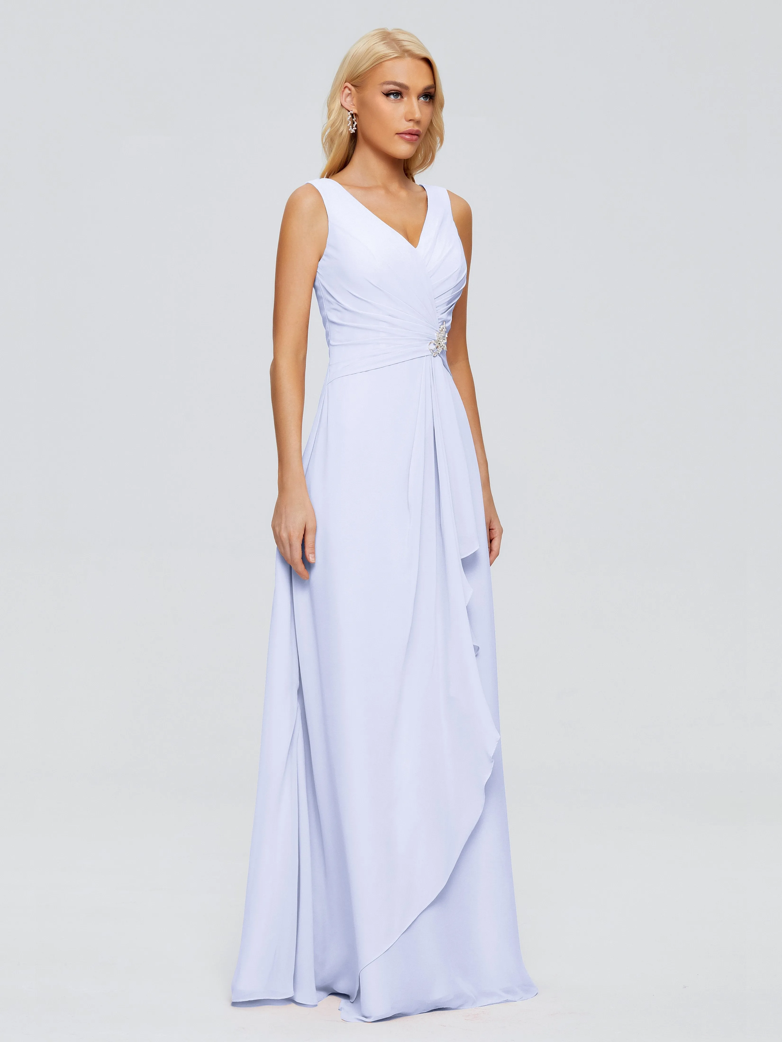 Bridesmaid Dresses Lavender Maria Modern Sheath V Neck Chiffon Bridesmaid Dresses