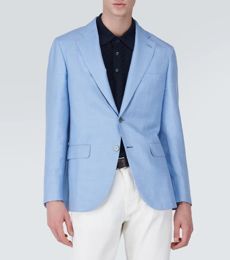 Brioni Silk, cashmere, and linen twill blazer
