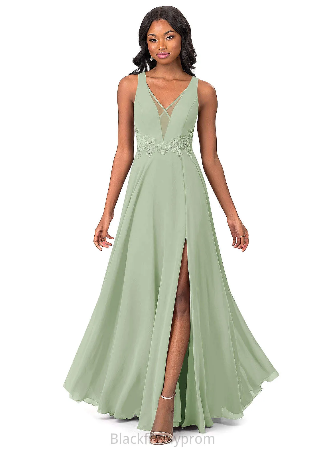 Brooklynn Tea Length Natural Waist Sheath/Column Spaghetti Staps Sleeveless Satin Bridesmaid Dresses
