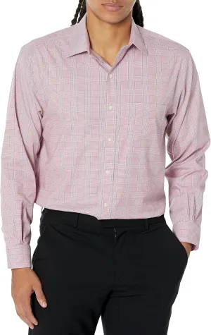 Brooks Brothers Men's Non-Iron Stretch Pinpoint Ainsley Spread Collar Plaid Dress Shirt