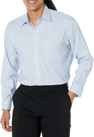 Brooks Brothers Men's Non-Iron Stretch Pinpoint Ainsley Spread Collar Plaid Dress Shirt