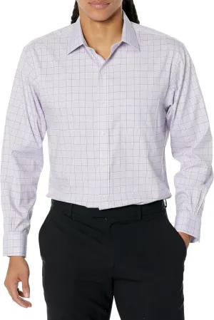 Brooks Brothers Men's Non-Iron Stretch Pinpoint Ainsley Spread Collar Plaid Dress Shirt