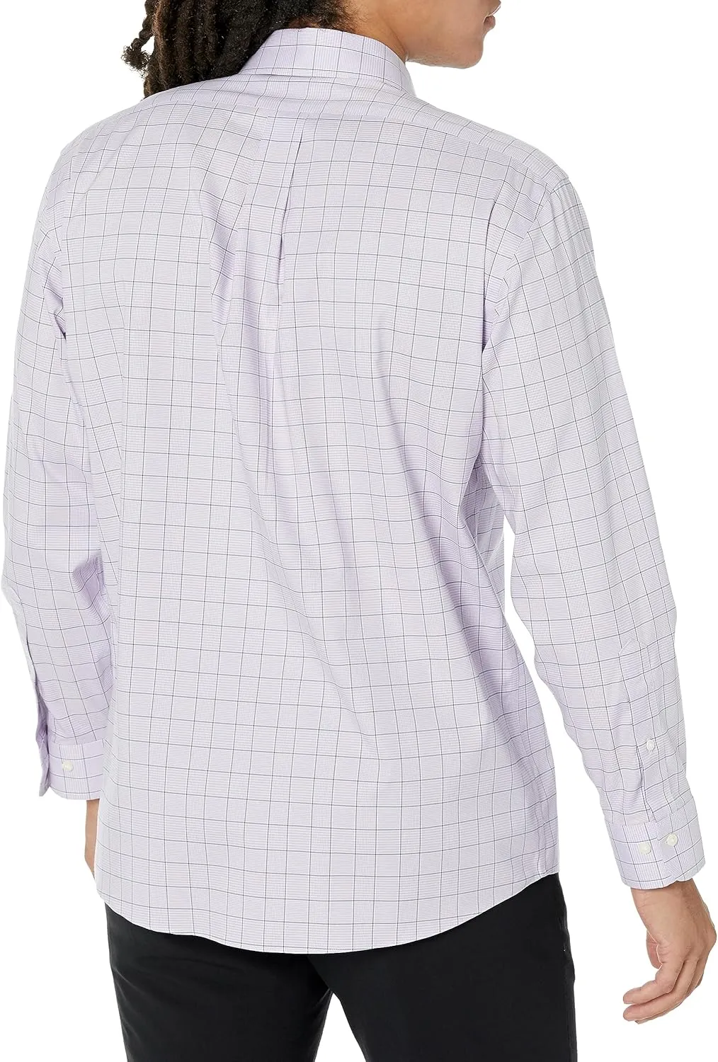 Brooks Brothers Men's Non-Iron Stretch Pinpoint Ainsley Spread Collar Plaid Dress Shirt