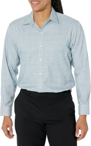 Brooks Brothers Men's Non-Iron Stretch Pinpoint Ainsley Spread Collar Plaid Dress Shirt
