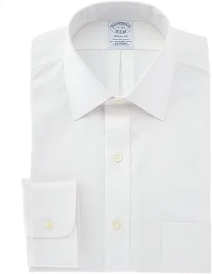 Brooks Brothers Men's Non-Iron Stretch Pinpoint Solid Ainsley Spread Collar Dress Shirt