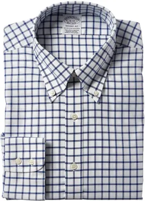 Brooks Brothers Men's Non-Iron Stretch Twill Patterened Button-Down Collar Dress Shirt