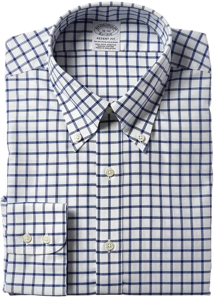 Brooks Brothers Men's Non-Iron Stretch Twill Patterened Button-Down Collar Dress Shirt