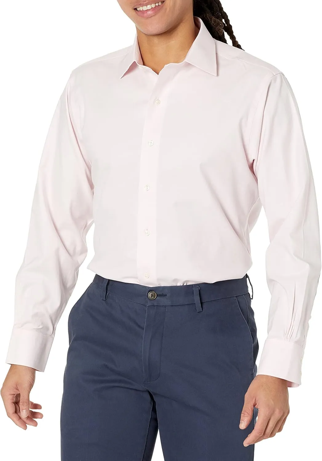 Brooks Brothers Men's Non-Iron Stretch Twill Solid Ainsley Spread Collar Dress Shirt