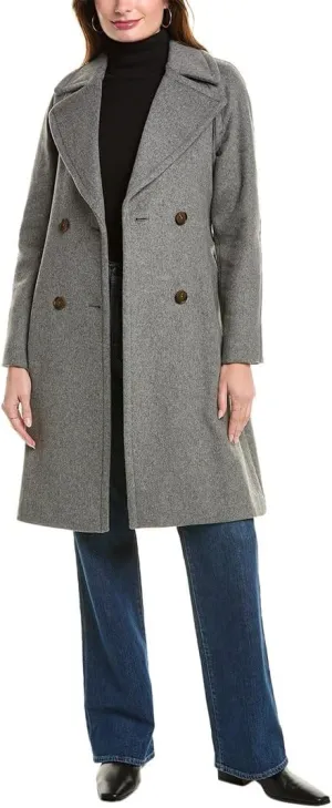 Brooks Brothers Women's Wool Blend Double-Breasted Belted Coat