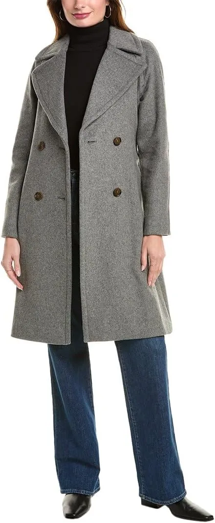 Brooks Brothers Women's Wool Blend Double-Breasted Belted Coat