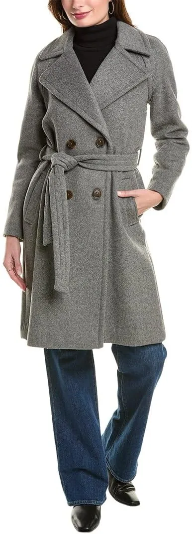 Brooks Brothers Women's Wool Blend Double-Breasted Belted Coat
