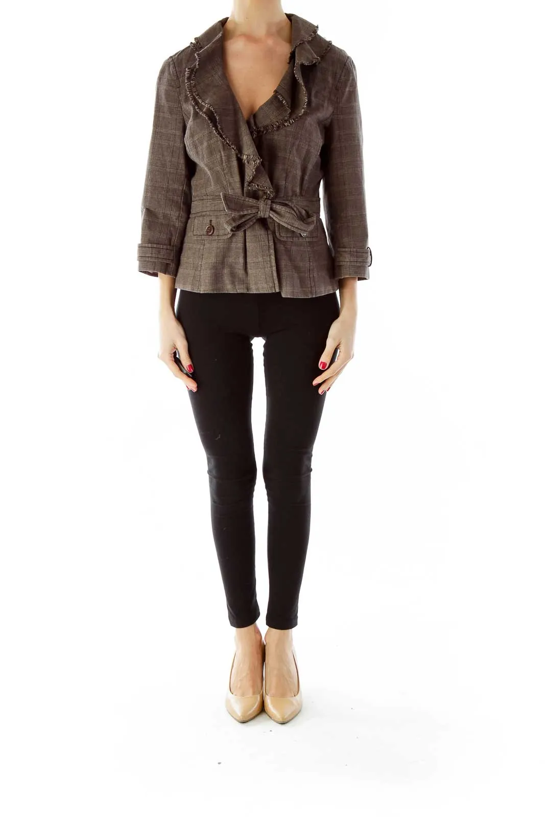 Brown Ruffled Blazer