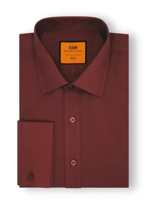 Brown Steven Land Men's French Cuff Dress Shirt Regular-Fit 100% Cotton