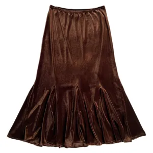 Brown velvet midi skirt