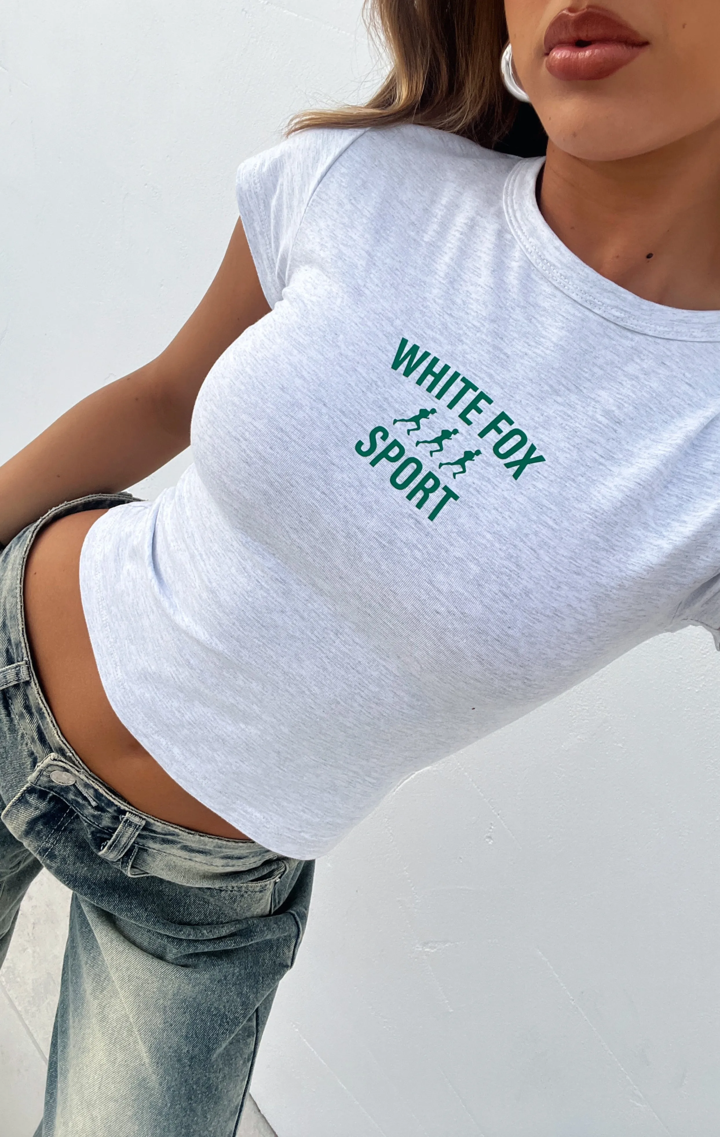 Stay Running Baby Tee Grey Marle ElasticTrimming