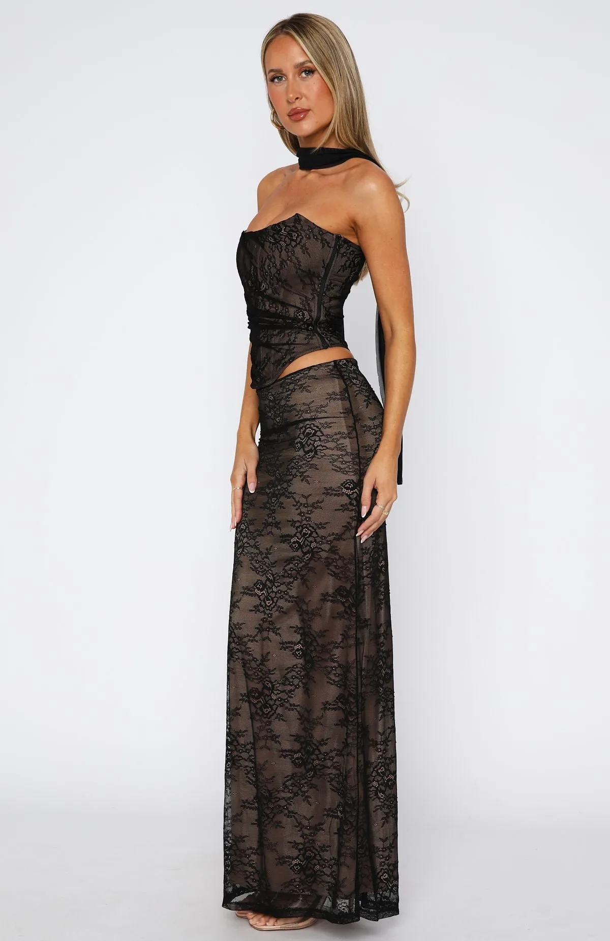 Fashion Energy Weekend Style Forever After Lace Maxi Skirt Black