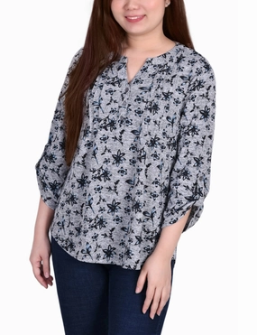 Circular Knit Professional Cut 3/4 Roll Sleeve Top