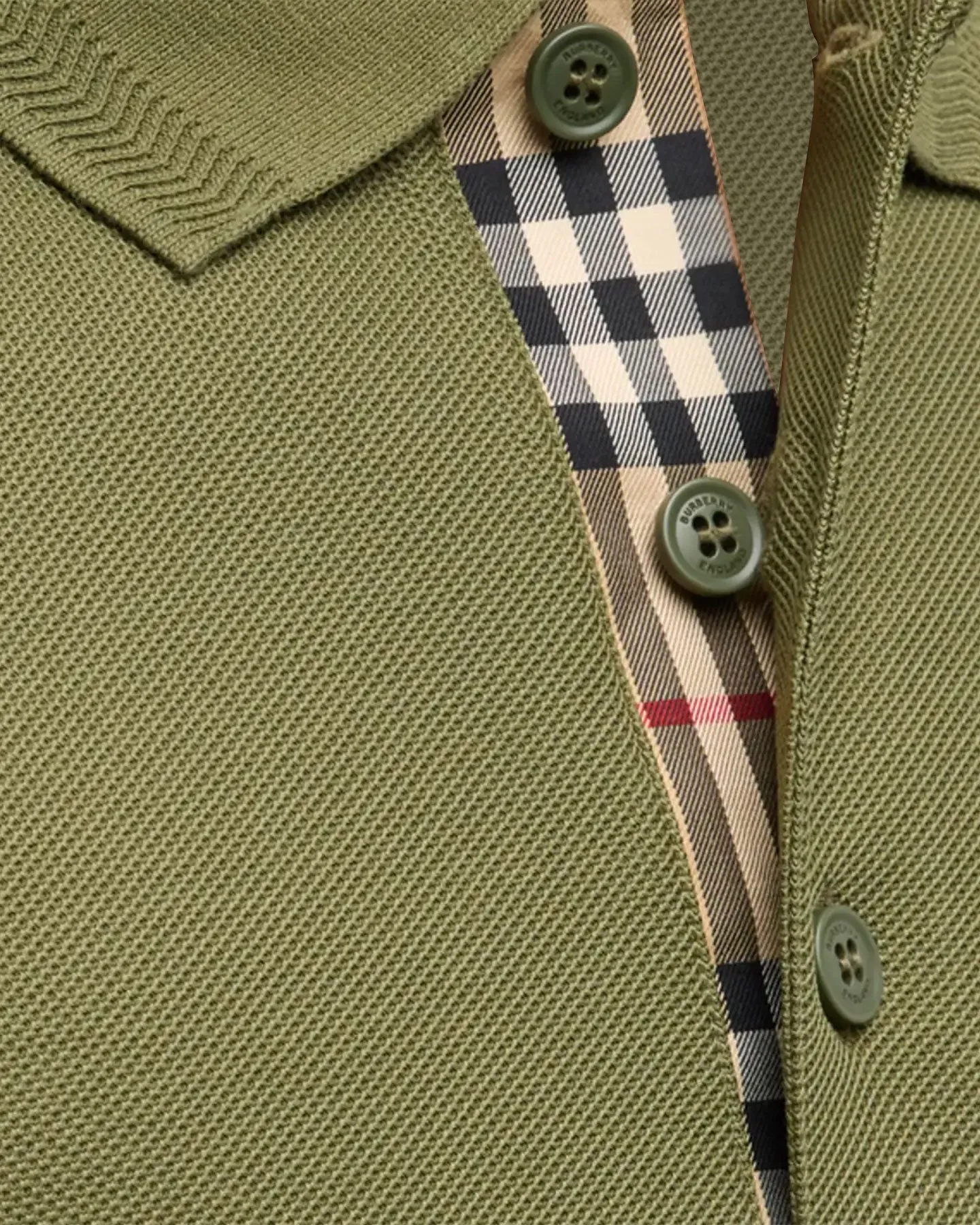 Burberry Men Polo Shirt Eddie Olive Cotton Regular Fit FINAL SALE