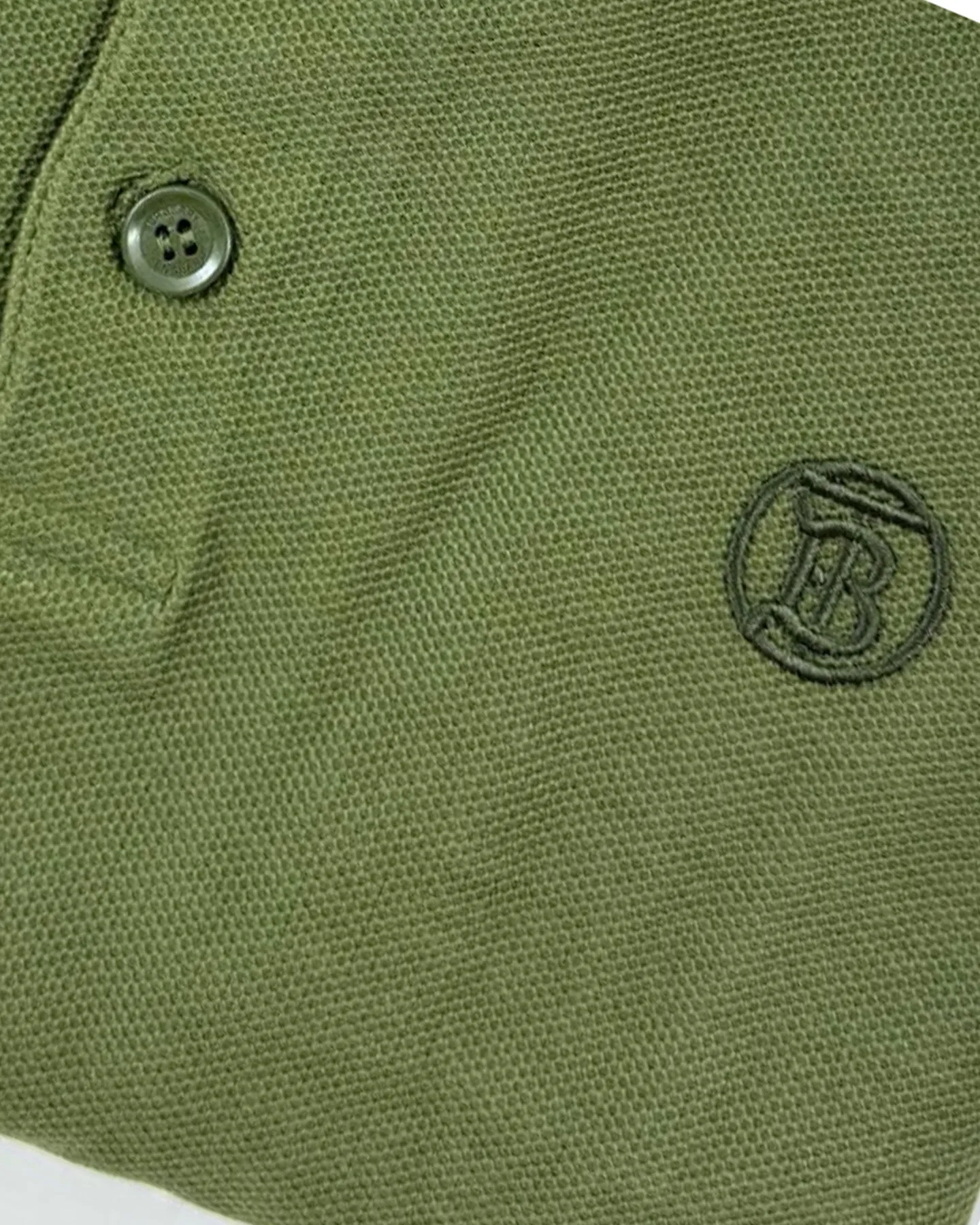 Burberry Men Polo Shirt Eddie Olive Cotton Regular Fit XL FINAL SALE