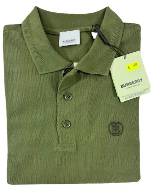 Burberry Men Polo Shirt Eddie Olive Cotton Regular Fit XXL FINAL SALE