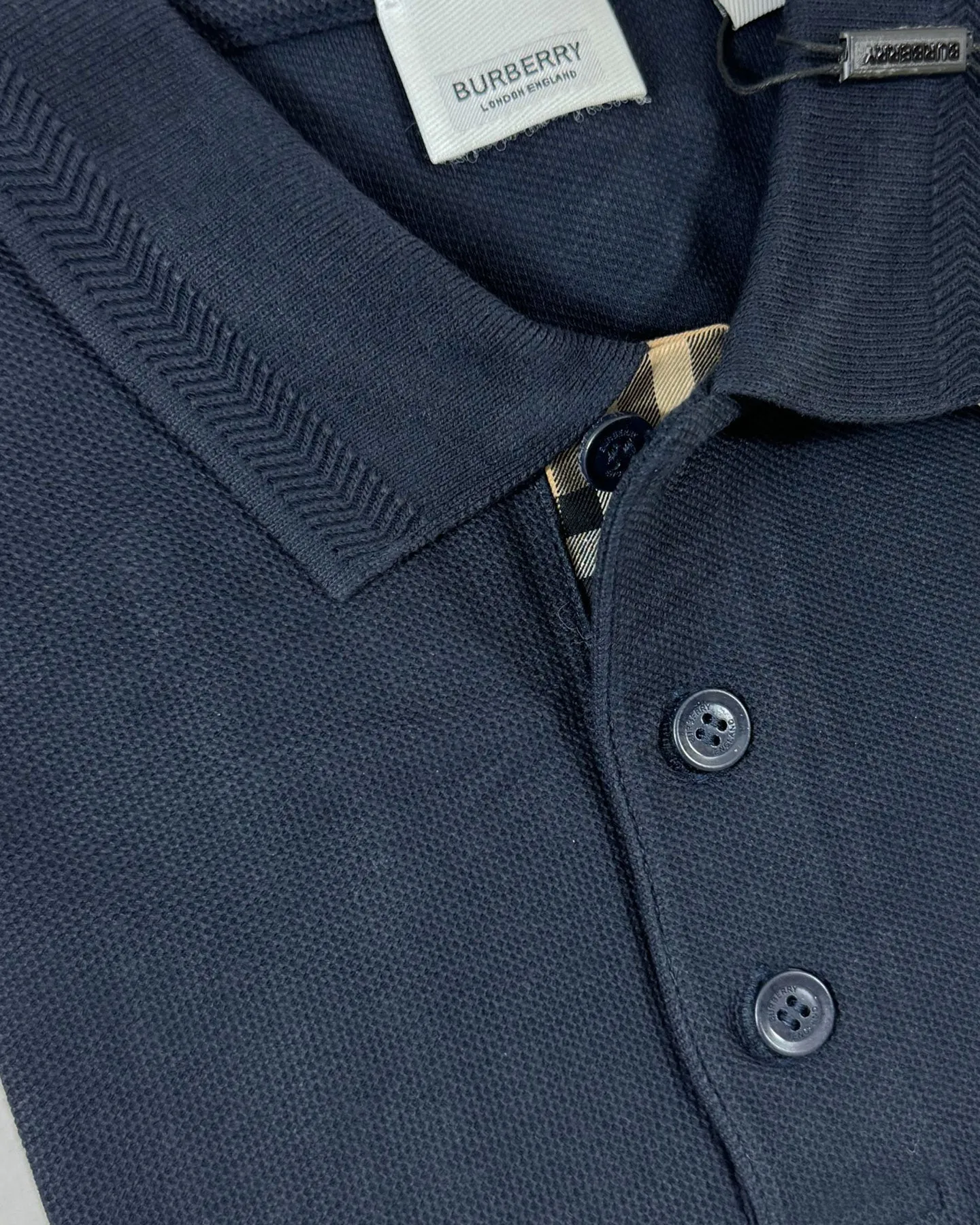 Burberry Polo Shirt Eddie Coal Blue Cotton Men Regular Fit M REDUCED - SALE