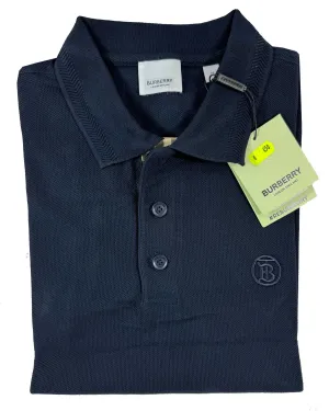 Burberry Polo Shirt Eddie Coal Blue Cotton Men Regular Fit M REDUCED - SALE