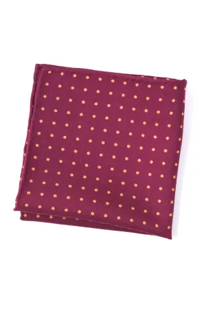 Burgundy & Yellow Polka Dot Wool Challis Pocket Square