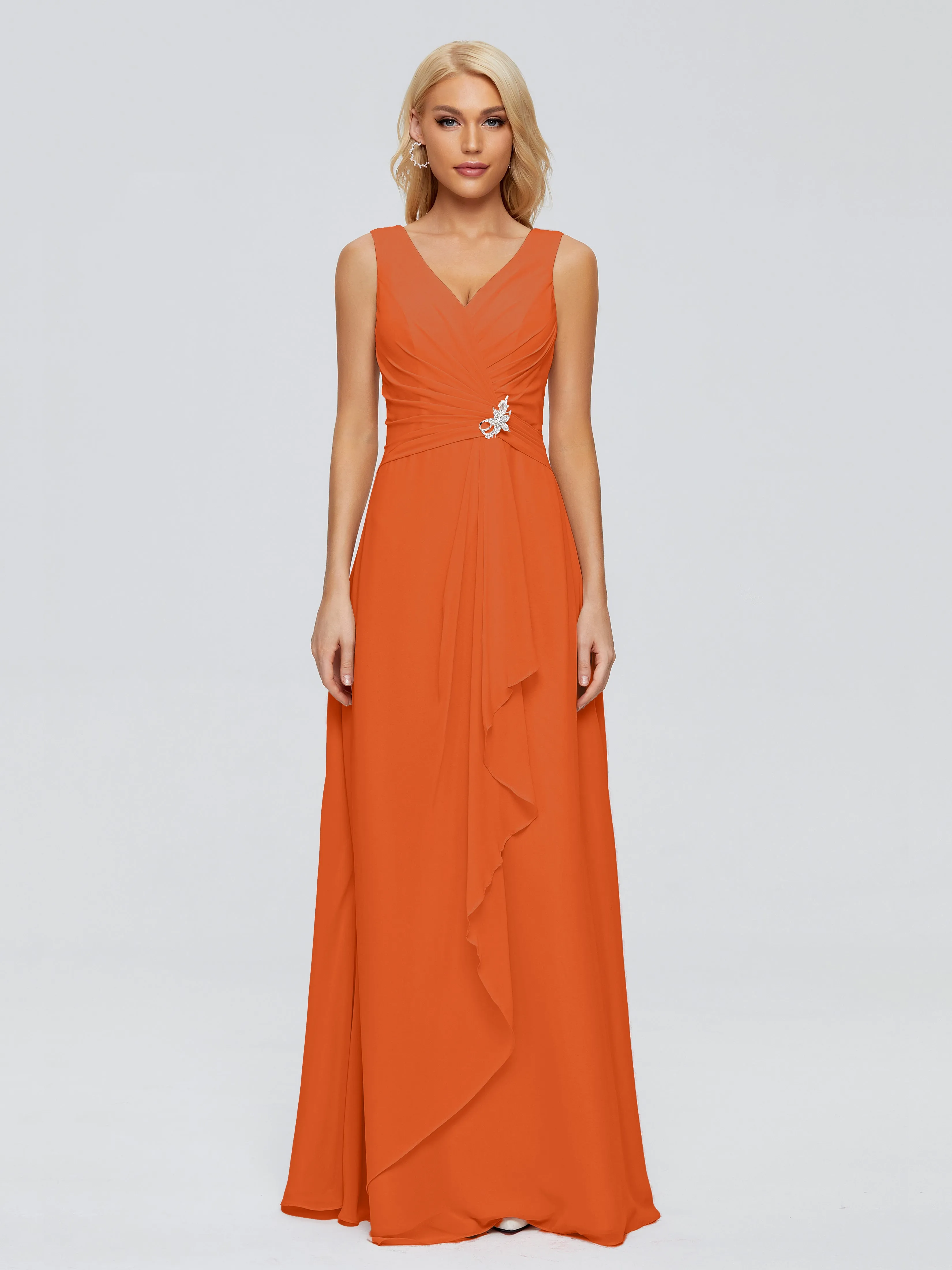 Burnt Orange Bridesmaid Dresses Uk Maria Modern Sheath V Neck Chiffon Bridesmaid Dresses