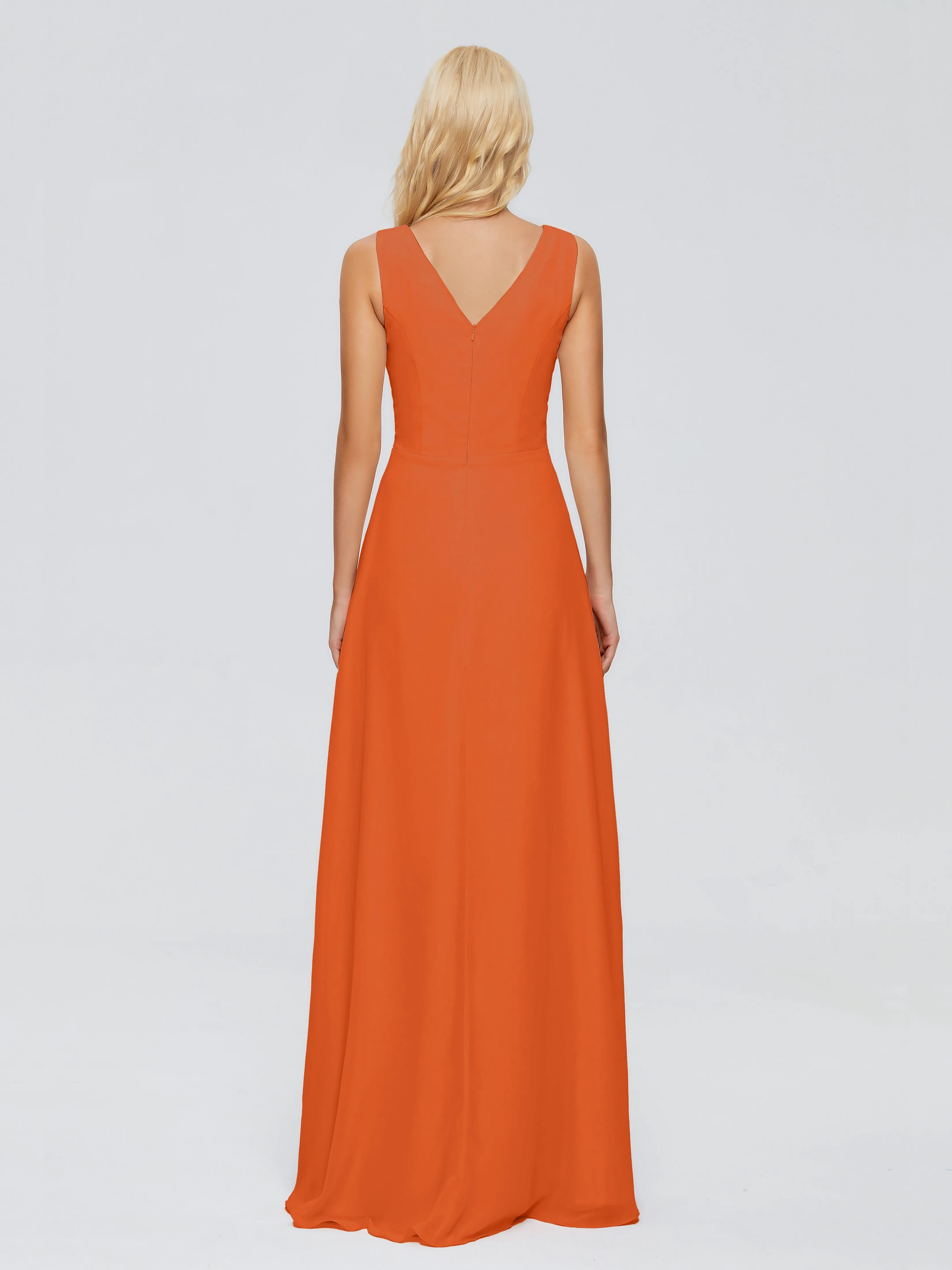 Burnt Orange Bridesmaid Dresses Uk Maria Modern Sheath V Neck Chiffon Bridesmaid Dresses