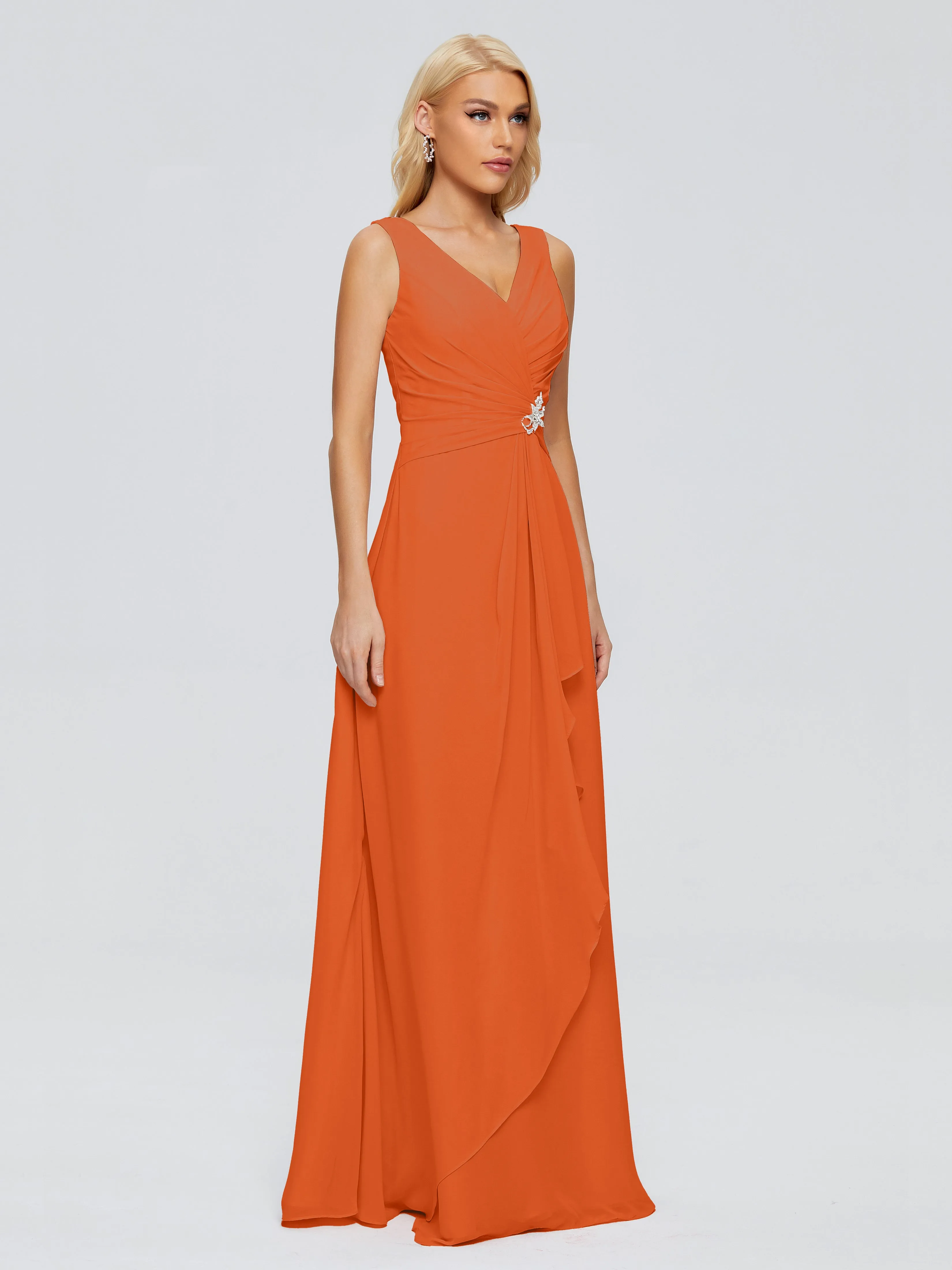 Burnt Orange Bridesmaid Dresses Uk Maria Modern Sheath V Neck Chiffon Bridesmaid Dresses
