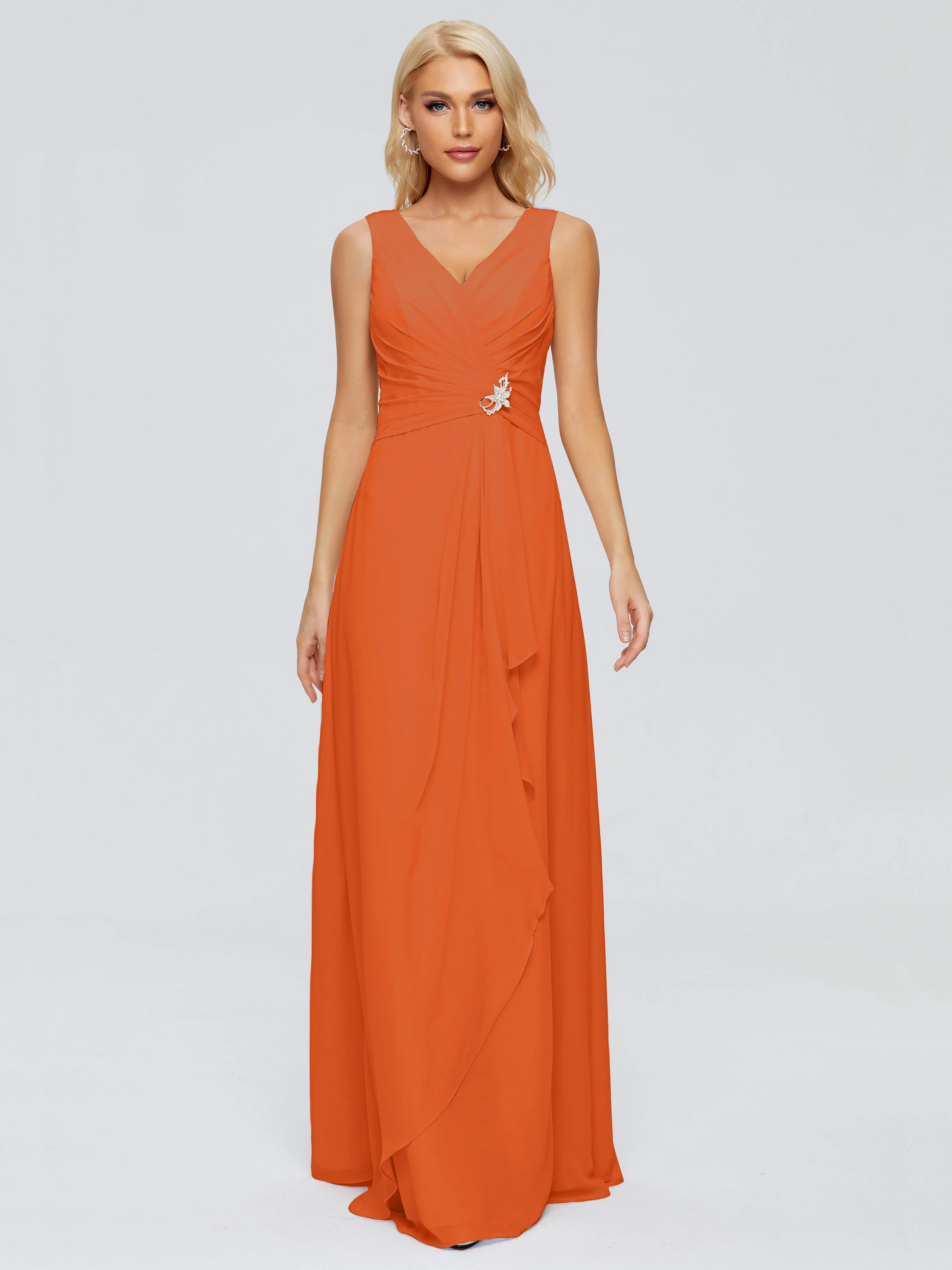 Burnt Orange Bridesmaid Dresses Uk Maria Modern Sheath V Neck Chiffon Bridesmaid Dresses