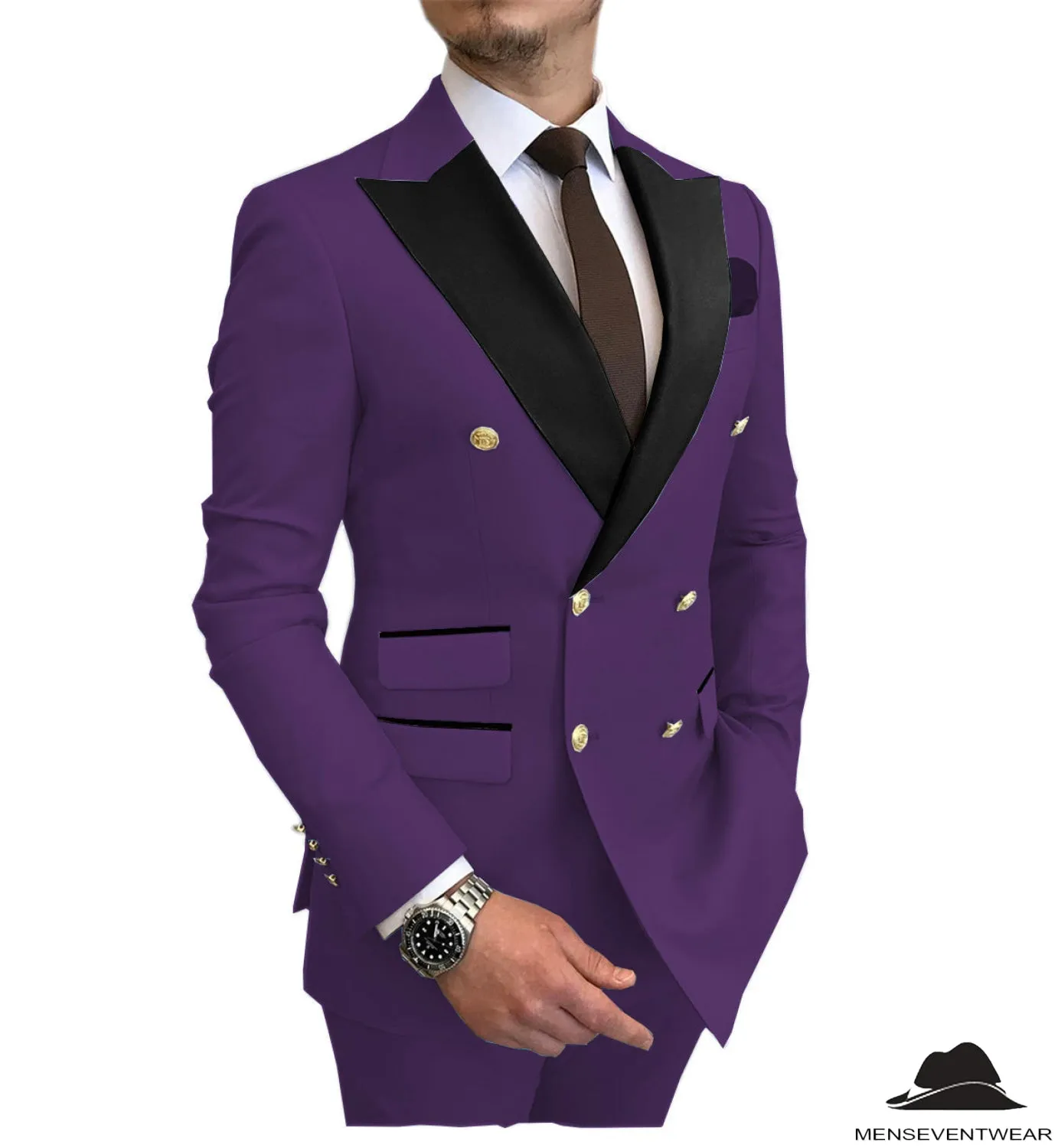 Business 2 Piece Men's Suit Double Breasted Peak lapel Tuxedos (Blazer Pants)