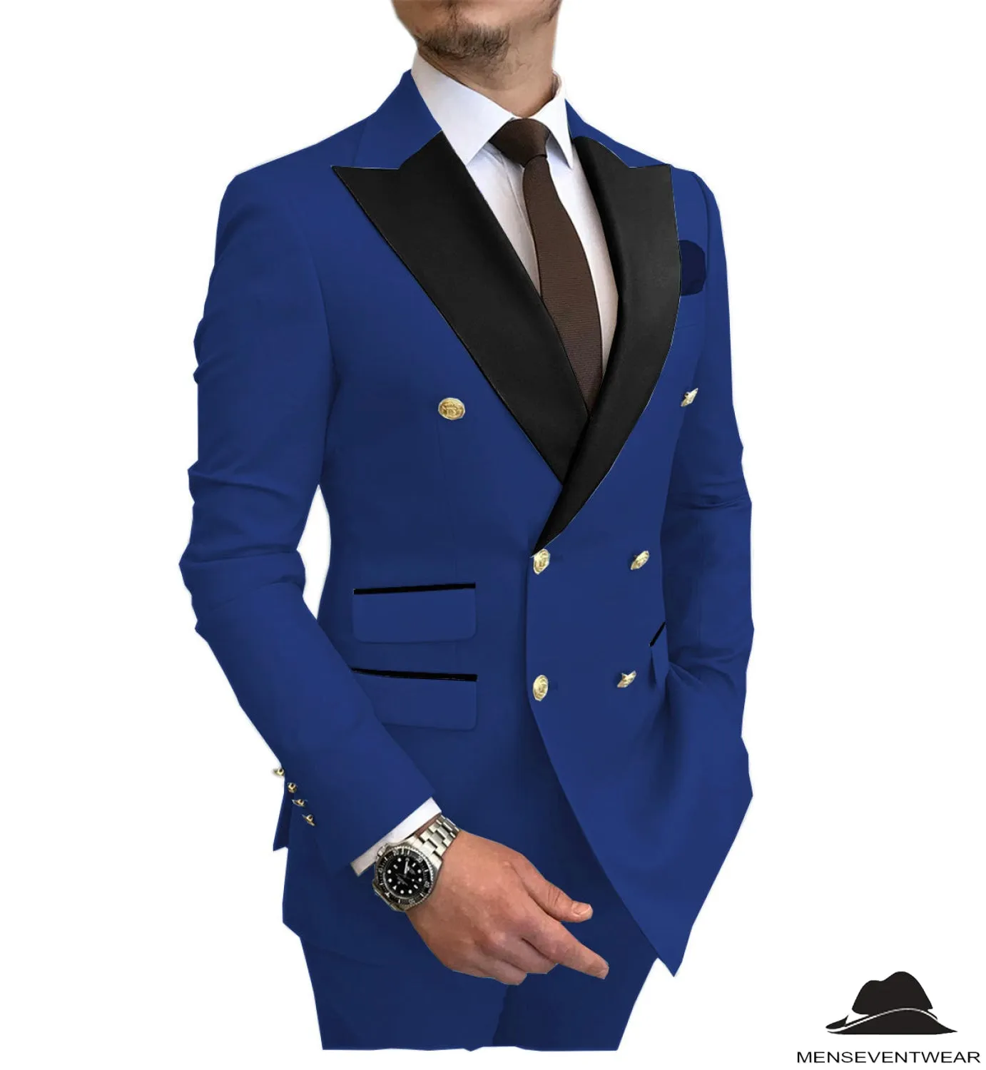 Business 2 Piece Men's Suit Double Breasted Peak lapel Tuxedos (Blazer Pants)
