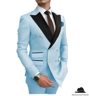 Business 2 Piece Men's Suit Double Breasted Peak lapel Tuxedos (Blazer Pants)