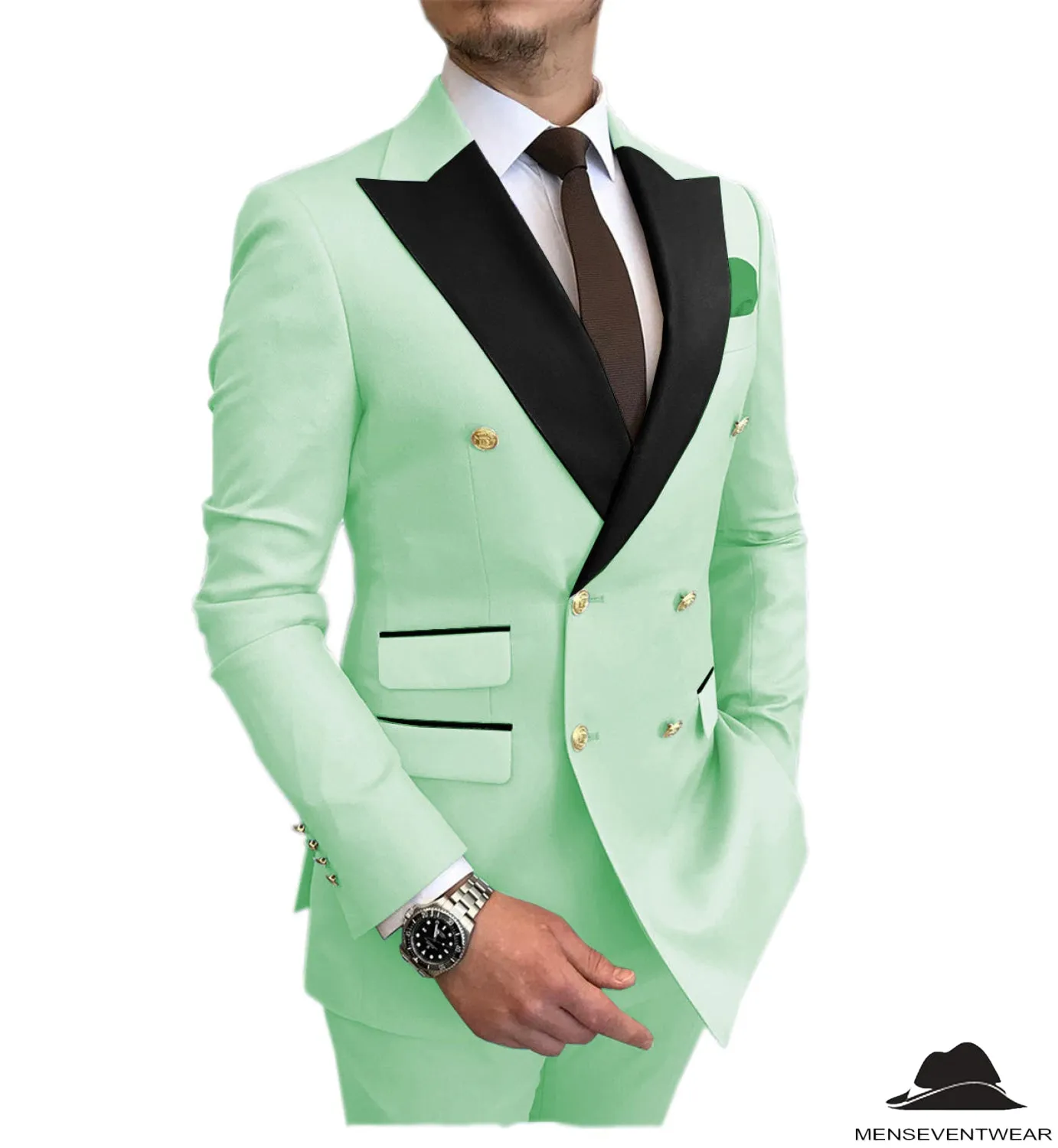 Business 2 Piece Men's Suit Double Breasted Peak lapel Tuxedos (Blazer Pants)