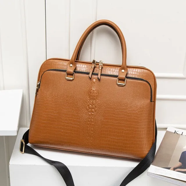 Business Women's Briefcase Bag Woman Leather Laptop Handbag Work Office Ladies Crossbody Bags For Women Handbags Computer 14inch