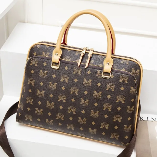 Business Women's Briefcase Bag Woman Leather Laptop Handbag Work Office Ladies Crossbody Bags For Women Handbags Computer 14inch