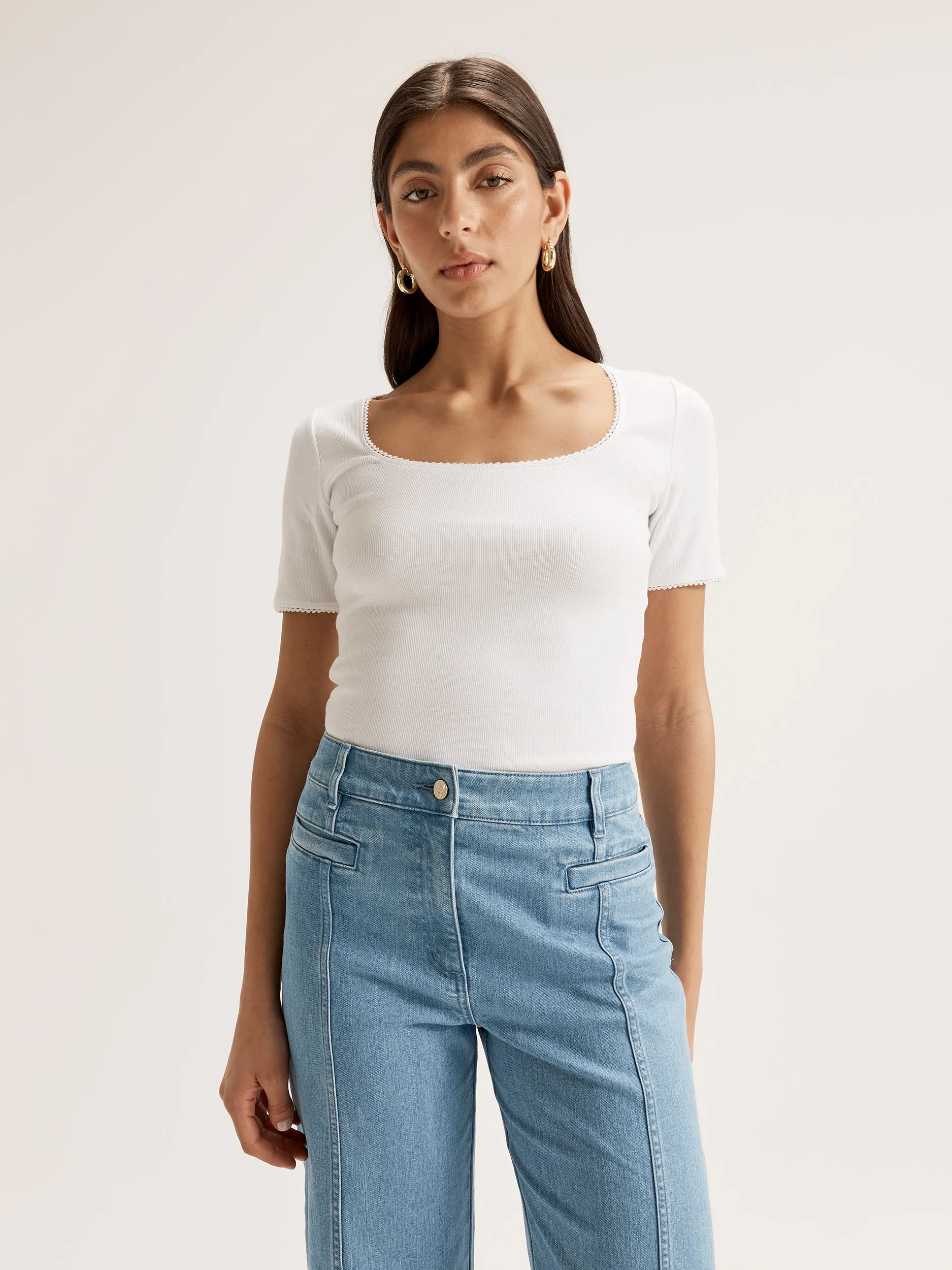 Garment Washed Softness Bonded Seam Tape Rae Rib Top