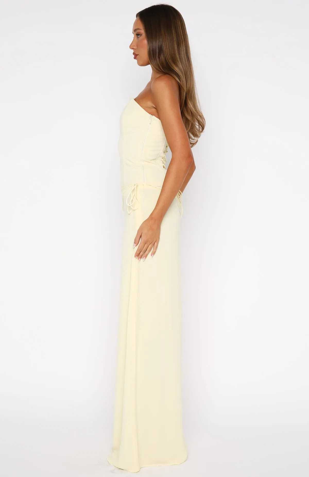 Side Slit Simple Fashion Bye Girl Maxi Skirt Butter